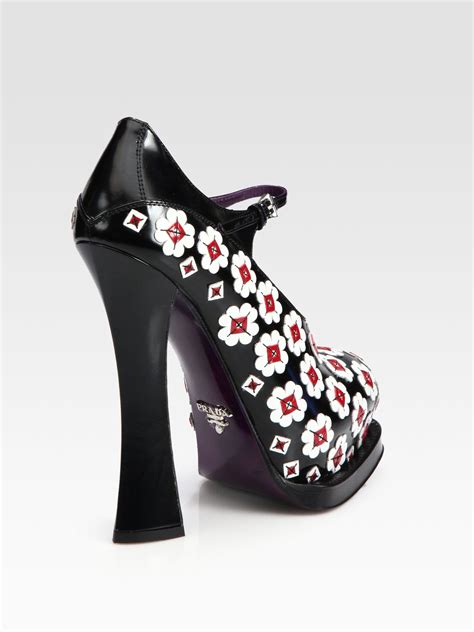 prada floral heel|Prada high heels platform.